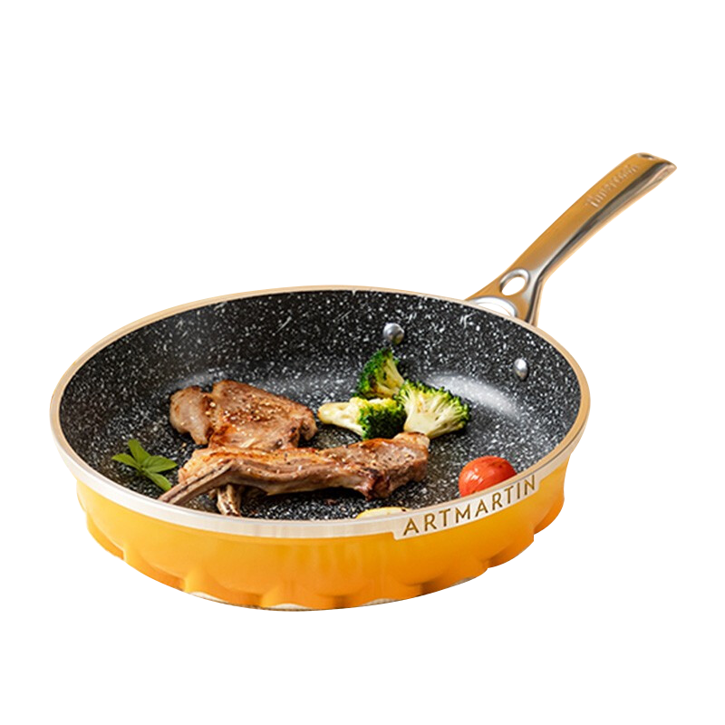 【已下架】Amercook 麦饭石家用平底锅煎锅不粘锅 电磁炉燃气灶适用 火焰黄色26cm