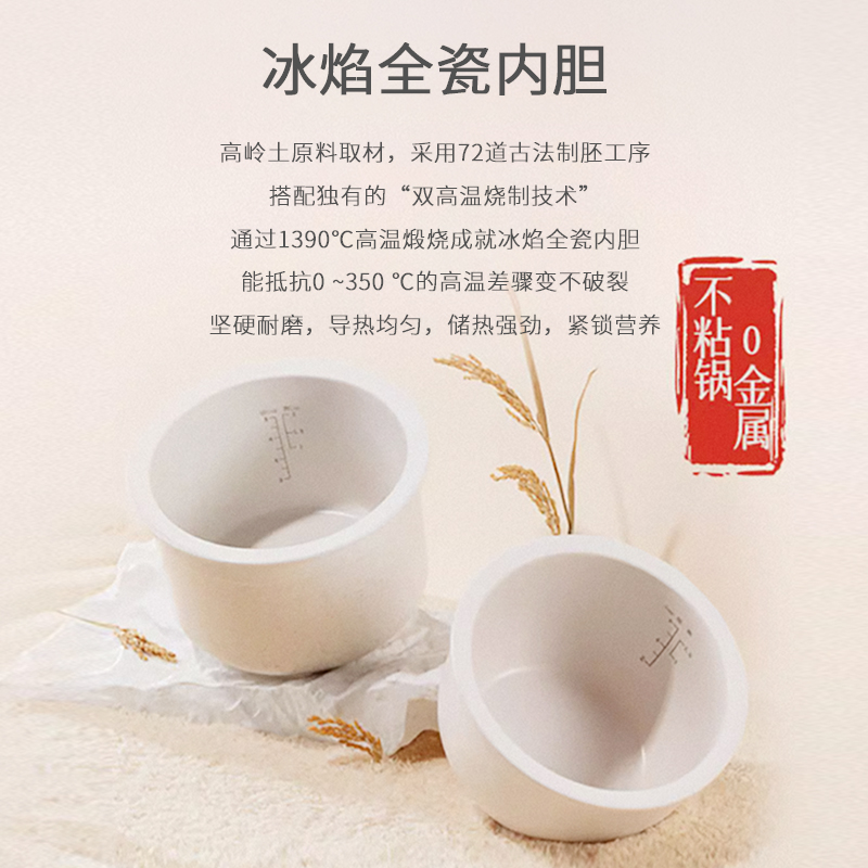 Joydeem 迷你电饭煲rice cooker small  陶瓷内胆 0氟电饭煲 立体加热 24小时预约 2L（4 cup）