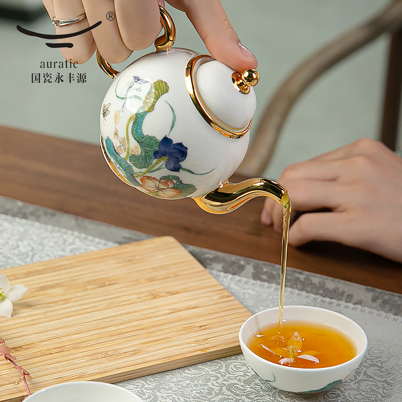 【中国直邮，时效10-15天】Auratic 国瓷永丰源幸福礼-幸福和鸣6头中式茶具