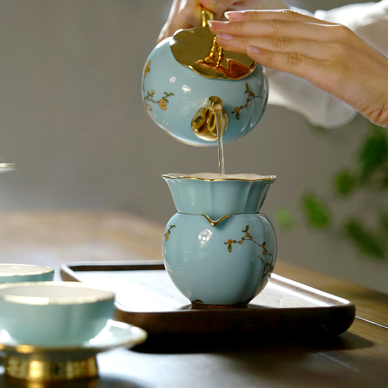 【中国直邮，时效10-15天】Auratic 国瓷永丰源夫人瓷-西湖蓝12头茶具
