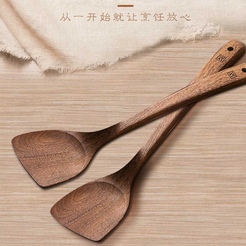 【包邮】Suncha 双枪家用鸡翅木长柄锅铲平铲 天然鸡翅木 不伤锅