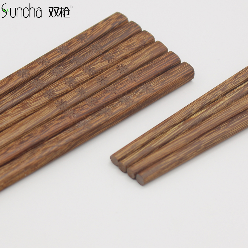 Suncha 双枪 家用筷子鸡翅木筷 原木打磨 高温消毒 5双装