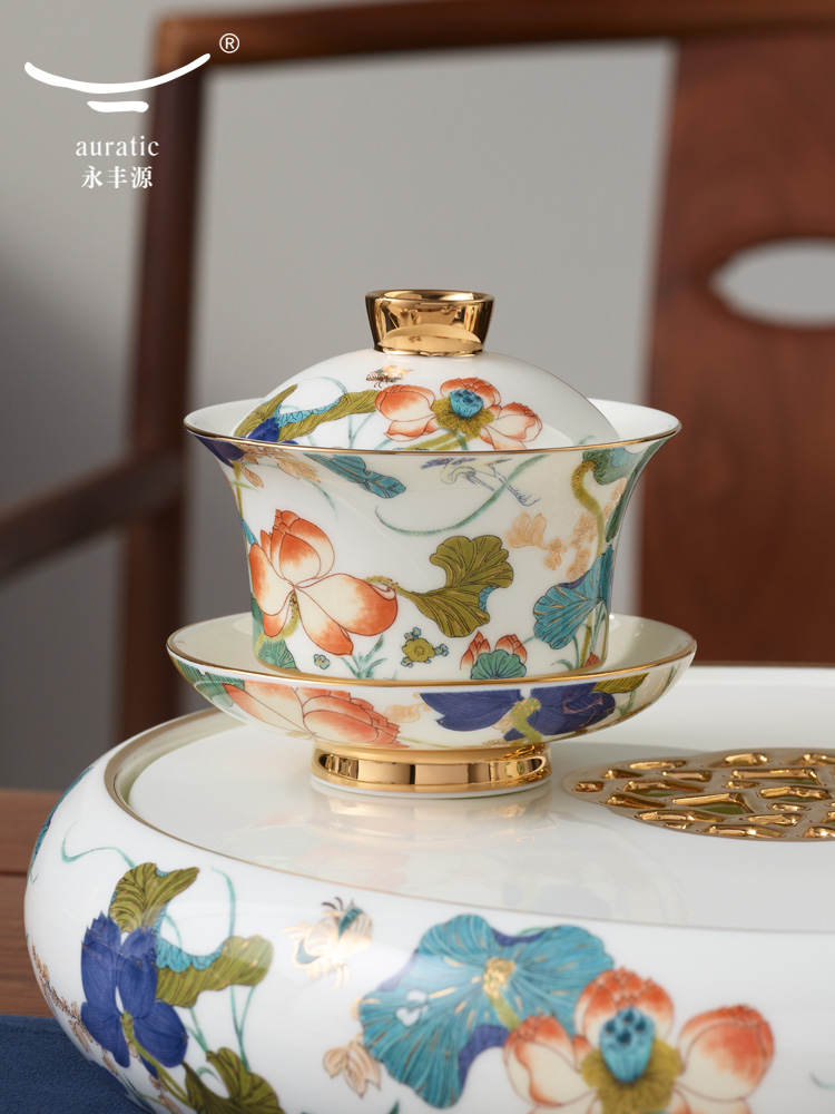【中国直邮，时效10-15天】Auratic 国瓷永丰源幸福和鸣36头茶具（10人位）