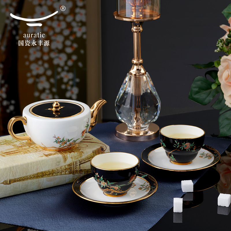 【中国直邮，时效10-15天】Auratic 国瓷永丰源夫人瓷-石榴家园6头中式茶具（220ml）