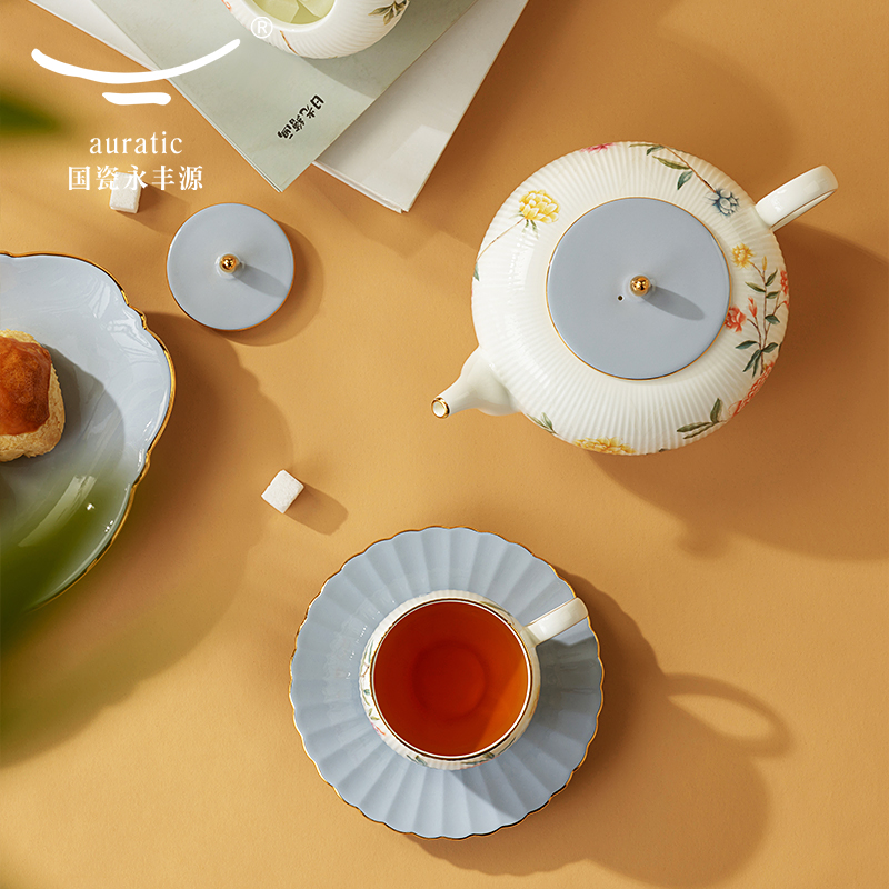 【中国直邮，时效10-15天】Auratic 国瓷永丰源月亮时光18头茶咖具