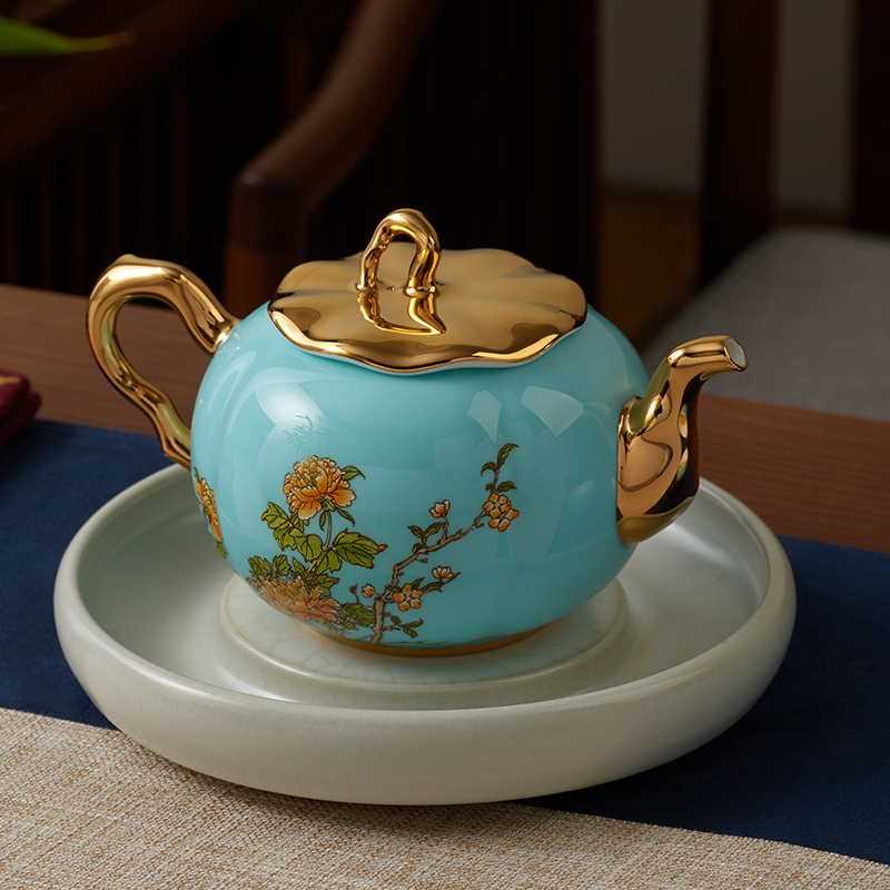 【中国直邮，时效10-15天】Auratic 国瓷永丰源夫人瓷-西湖蓝8头茶具