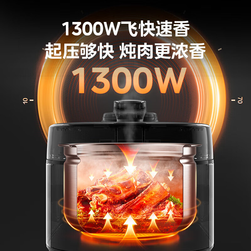 Midea美的0涂层不锈钢内胆电压力锅 家用多功能高压锅 5L/5Qt 双内胆