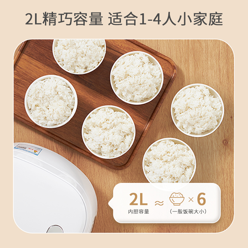 Joydeem 迷你电饭煲rice cooker small  陶瓷内胆 0氟电饭煲 立体加热 24小时预约 2L（4 cup）