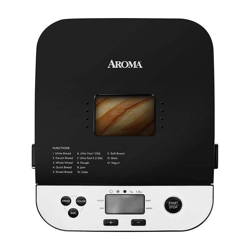 Aroma不锈钢全自动面包机 家用多功能早餐机ABM-250  自动和面醒面  一键烘焙  黑色