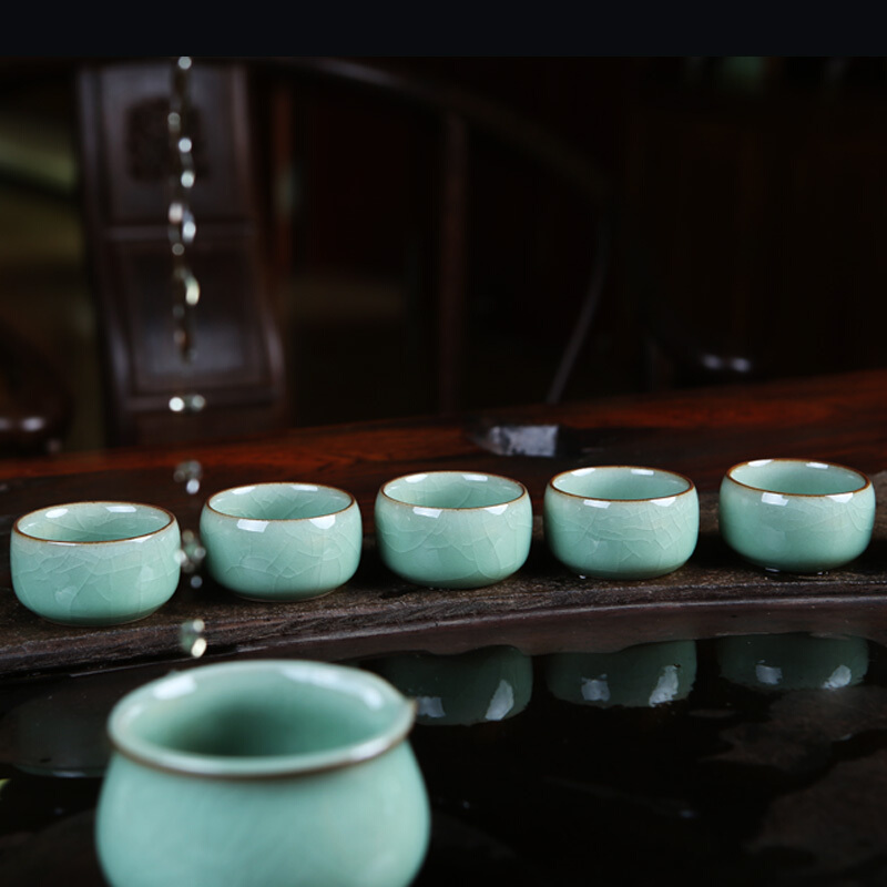 OUJIANG瓯江龙泉青瓷 哥窑·西施壶 8头茶具套装 零铅零镉 梅子青