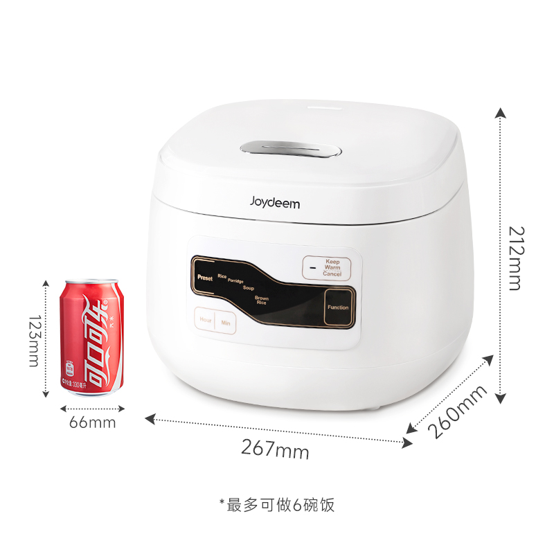 Joydeem 迷你电饭煲rice cooker small  陶瓷内胆 0氟电饭煲 立体加热 24小时预约 2L（4 cup）
