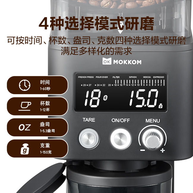 Mokkom磨客咖啡磨豆机CG020 31档研磨 带电子秤