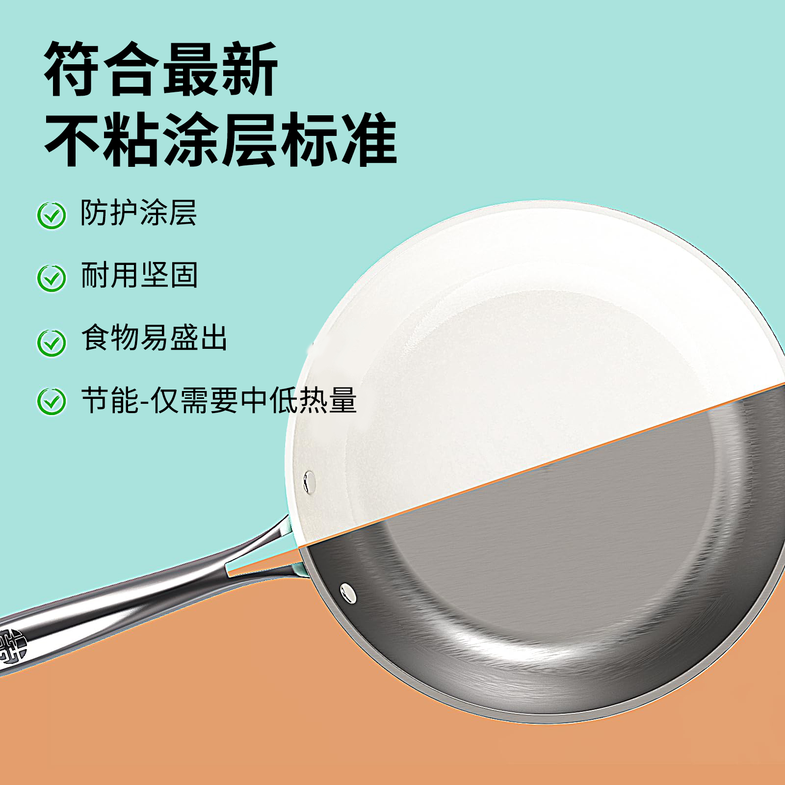 王源吉 不粘锅9.44英寸煎锅陶瓷涂层 WYJ-JP24 防污易清洗 适用洗碗机