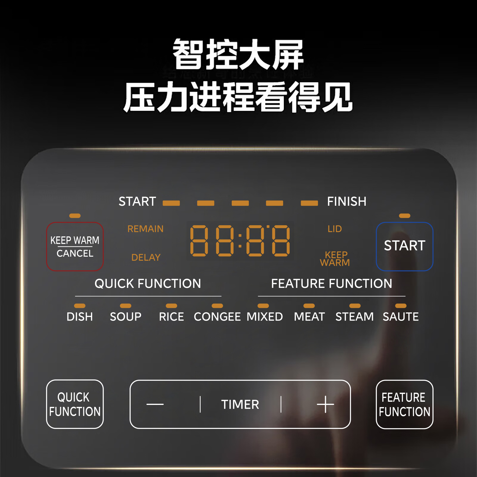 Midea美的0涂层不锈钢内胆电压力锅 家用多功能高压锅 5L/5Qt 双内胆