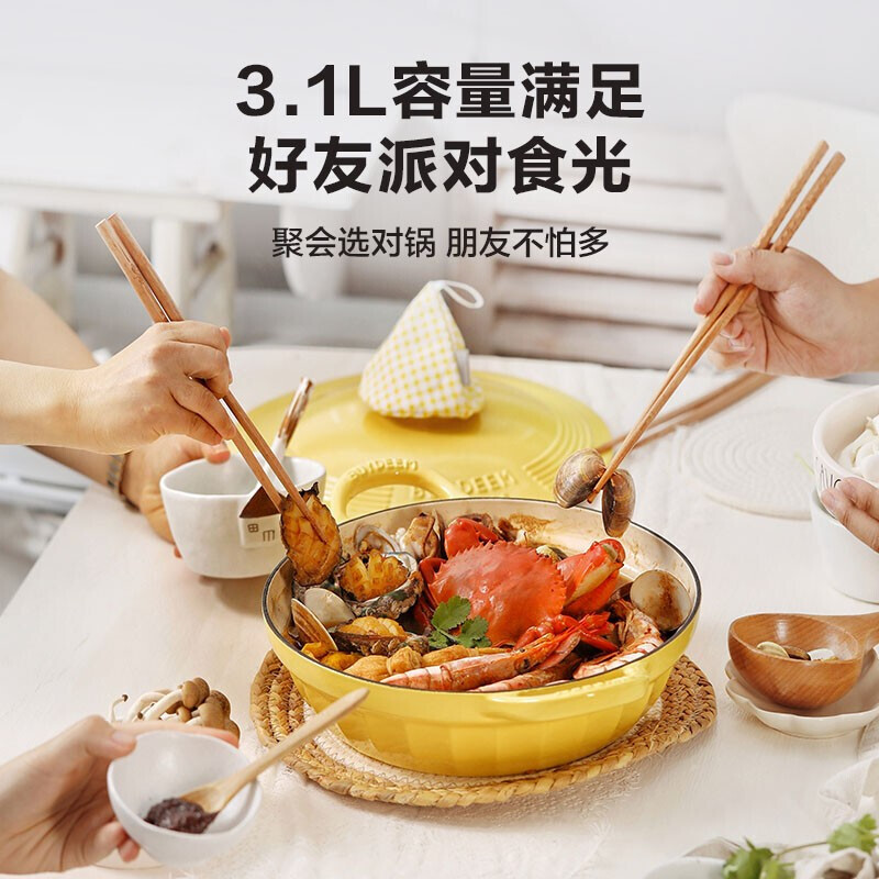 BUYDEEM北鼎 焖焗珐琅锅铸铁锅 微压锁水 不挑炉灶 双色可选 3.1L 