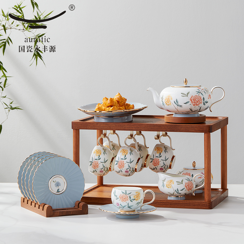 【中国直邮，时效10-15天】Auratic 国瓷永丰源月亮时光18头茶咖具