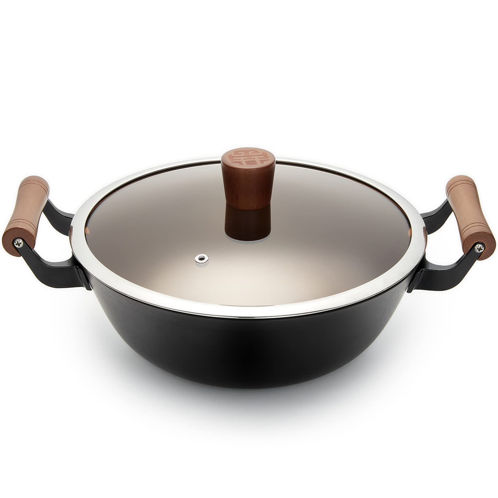 王源吉汤锅炖锅不粘锅 WYJ-DG30 双耳设计 30cm