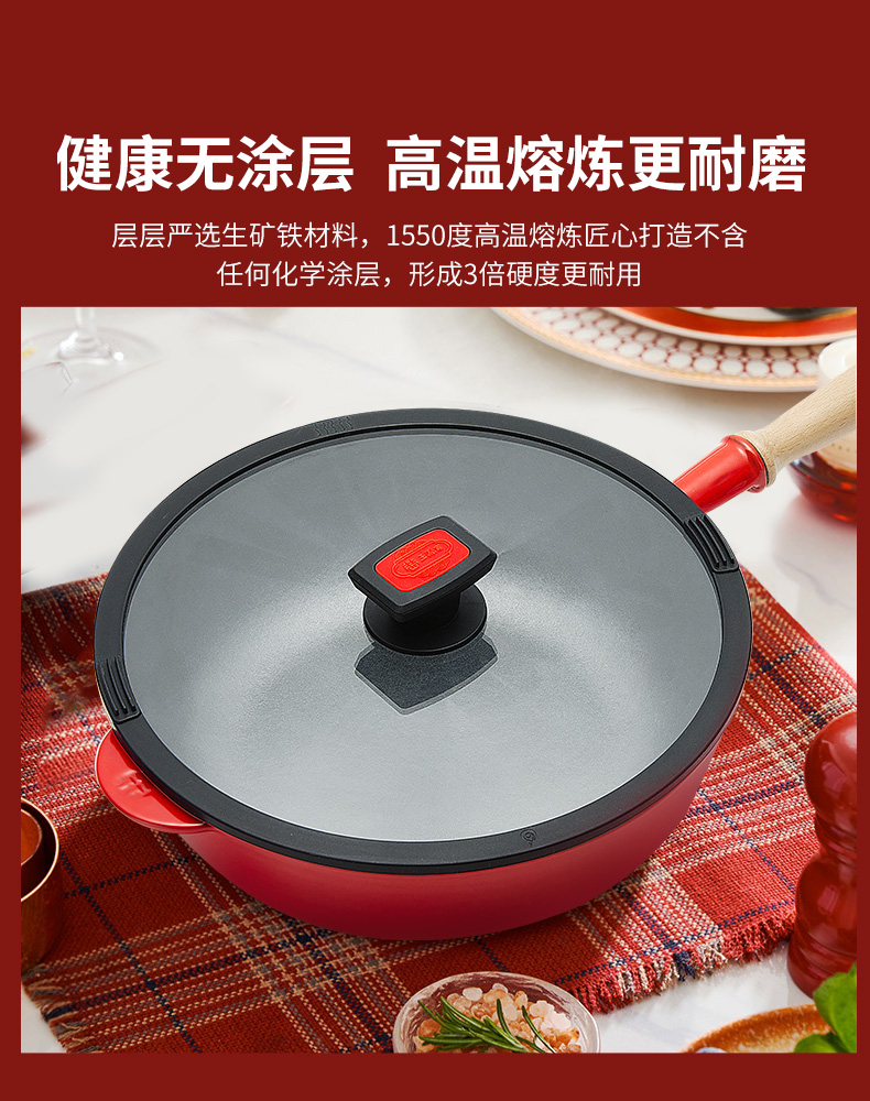王源吉 珐琅锅不粘锅WYJ-FLYYG  无涂层易清洗 内外防锈 28cm