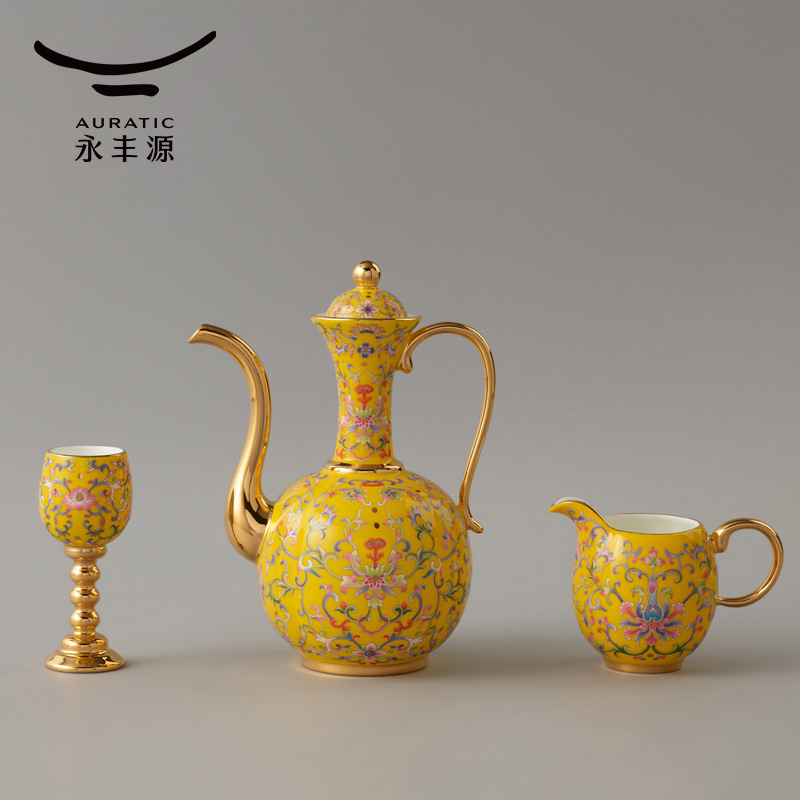 【中国直邮，时效10-15天】Auratic 国瓷永丰源帝王黄-新宫廷瓷108头中餐具（10人位-2礼盒）
