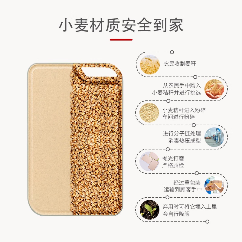 【已下架】Suncha 双枪银离子抗菌防霉小麦砧板切菜板案板  优质小麦秸秆长效防霉 