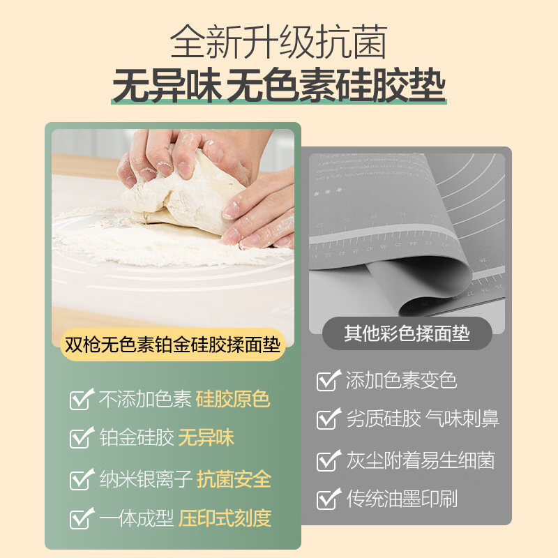 Suncha 双枪抗菌硅胶垫加厚揉面垫 家用擀面垫和面垫 食品级耐高温加大加厚——歪歪兔70*50
