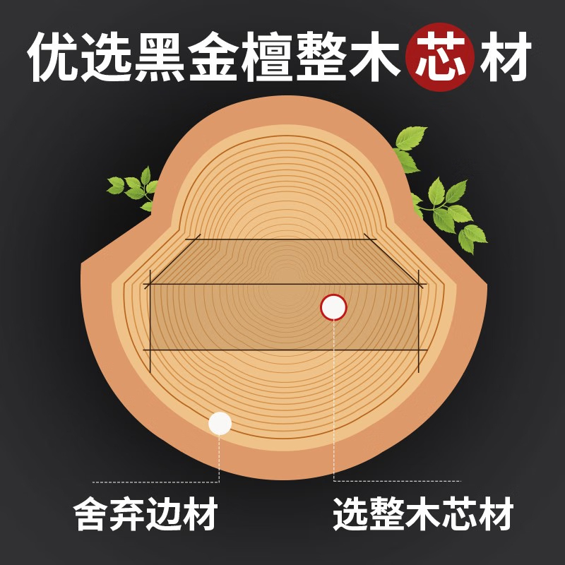 Suncha双枪 抗菌黑金檀木砧板 实木加厚案板切菜板面板擀面板 整木40*28*2.5cm