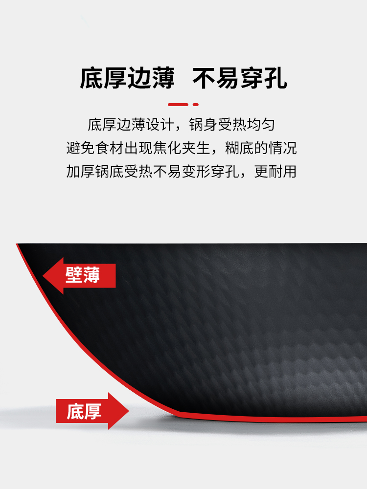 王源吉 纳米轻量铁锅 家用手工无涂层平底锅 含锅盖 WYJ-QG 无涂层少油烟 不易生锈