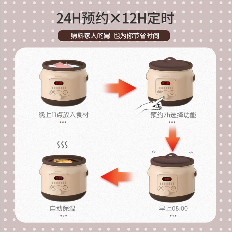 Tianji 天际 电炖锅DGD40-40SED 煲汤锅炖汤锅 紫砂内胆智能预约可定时 4L 
