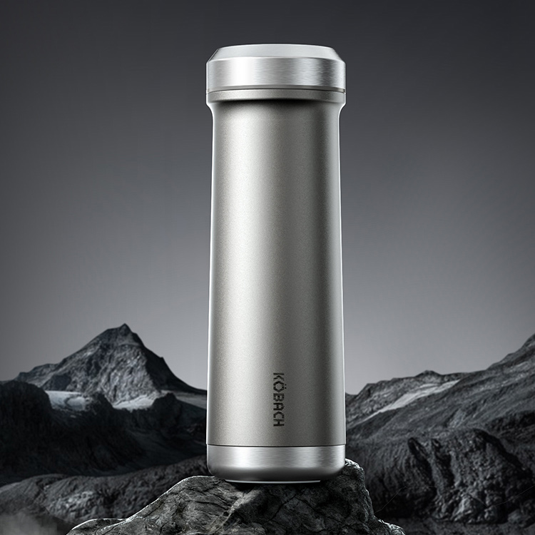 康巴赫钛晶系列纯钛真空保温杯450mL（云际灰）
