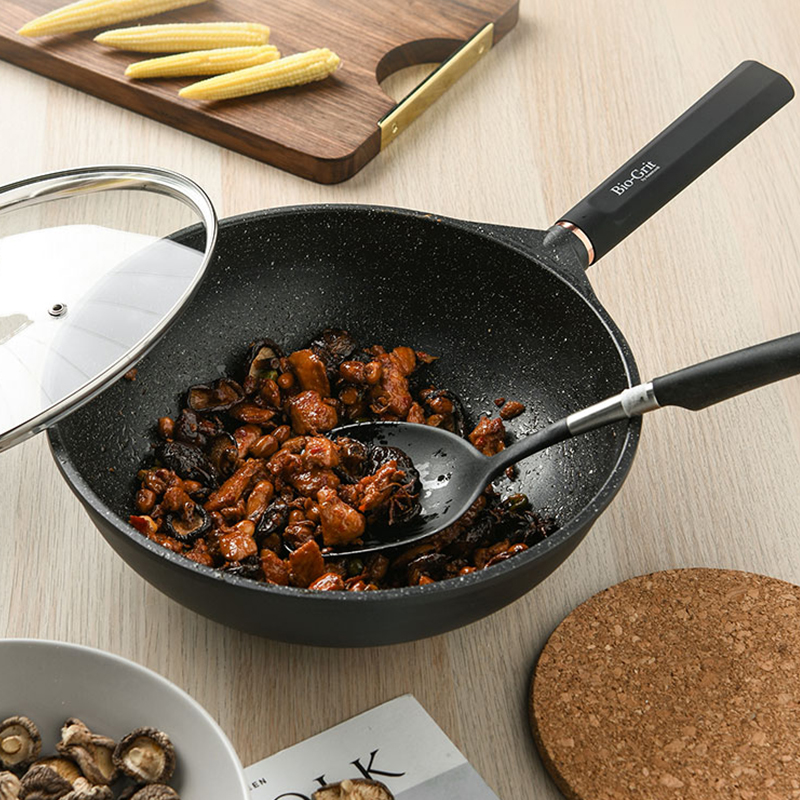 Amercook阿米尔 轻奢款女神炒锅 煎炒两用锅麦饭石不粘锅家用无油烟炒菜锅 32cm
