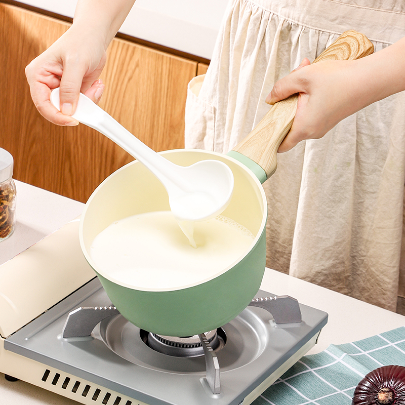 Amercook森林之花陶瓷奶锅 0化学涂层不粘锅 婴儿辅食锅泡面煮奶小锅 初见奶锅 2L 薄荷奶绿 18cm