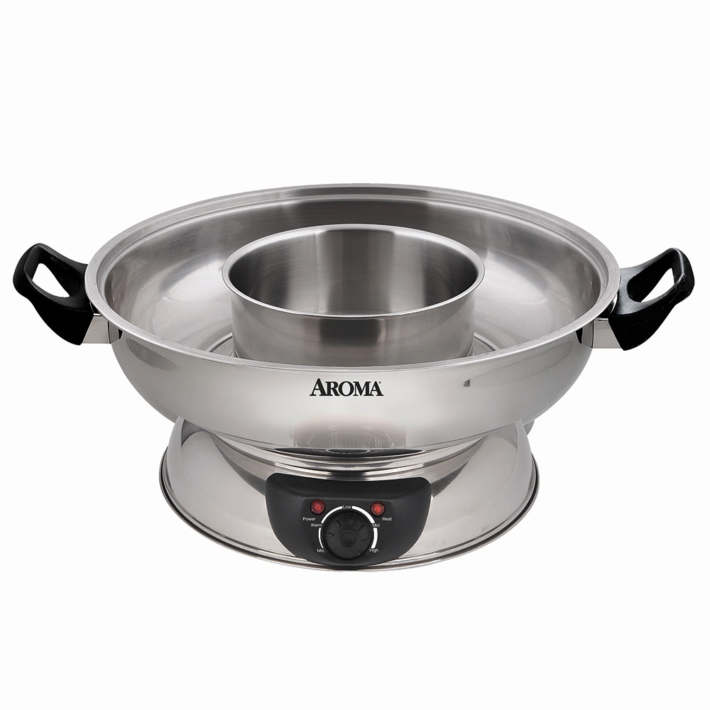 Aroma 不锈钢分体家用鸳鸯电火锅 ASP-600 1500W大功率 4.5L容量