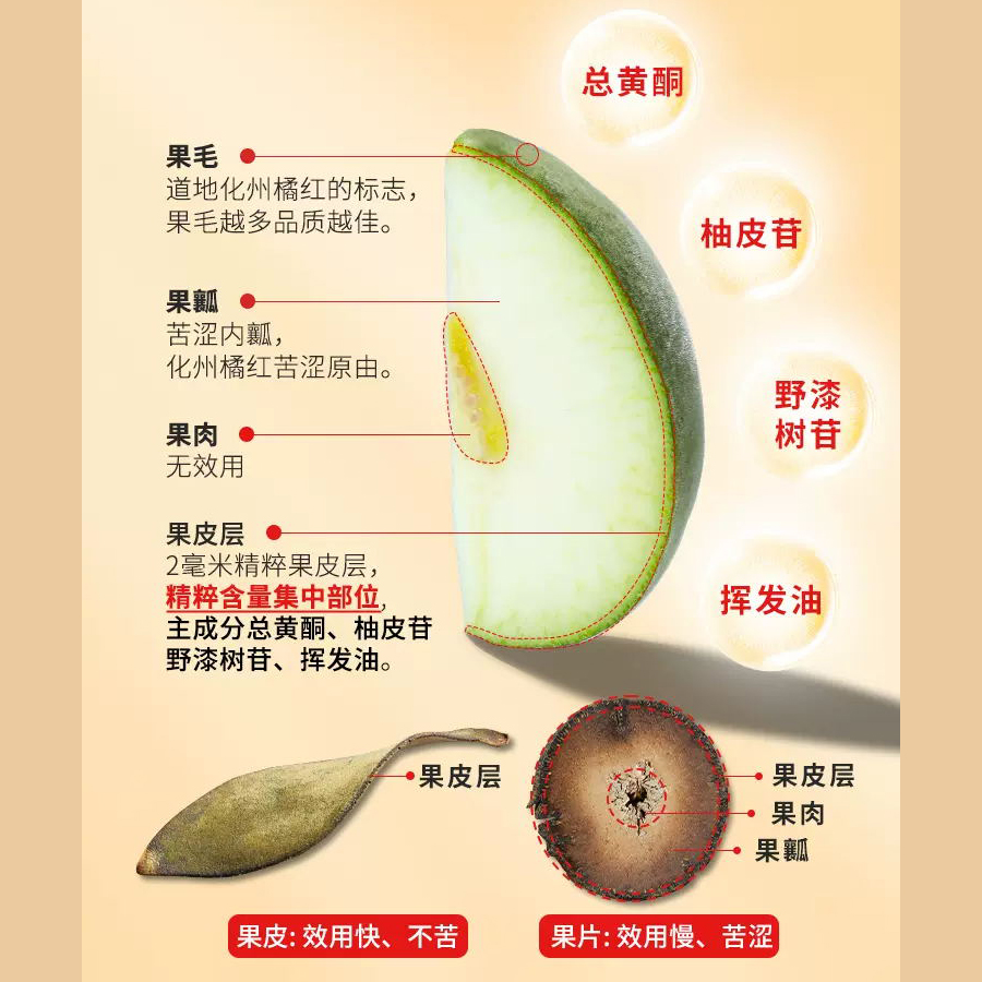 【中国直邮，时效7-15天】百橘源 正宗有机化橘红皮果皮金胎6号1mm 香醇回甘日常滋补30g