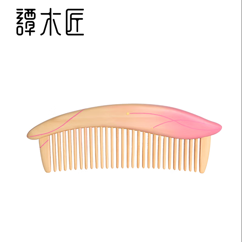 【中国直邮，时效8-20天】谭木匠 茶花言  女士长发专用护发蓬松镶齿木梳 礼盒装