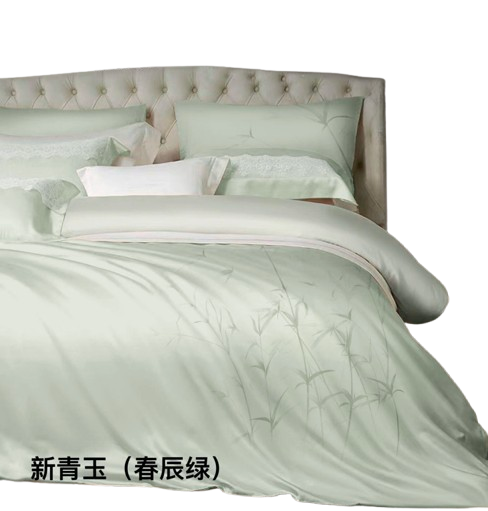 蚕花娘娘 中式舒适透气艾草棉四件套 1.8米床 220*240cm-新青玉