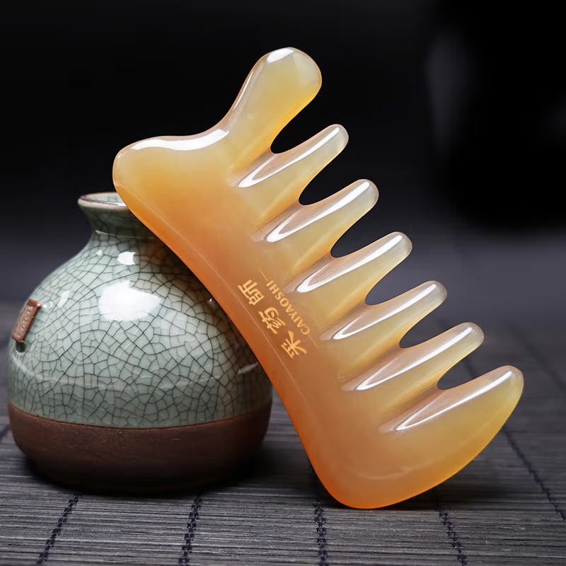 采药师 头皮按摩梳牛角梳七齿梳  牛角刮痧板  全身通用刮痧仪器工具