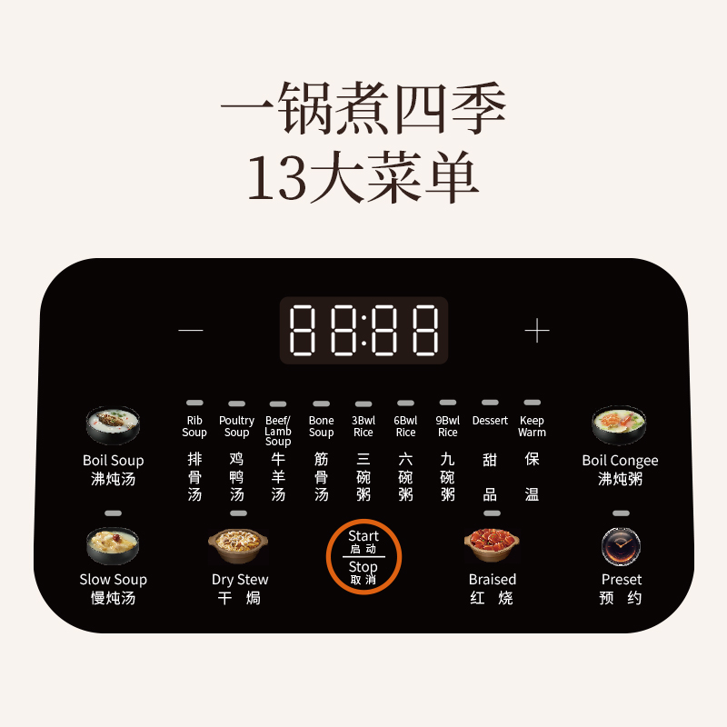 Joydeem 多功能电炖锅煲汤锅 DDG-A400 高温瓷防裂内胆 智能预约4L