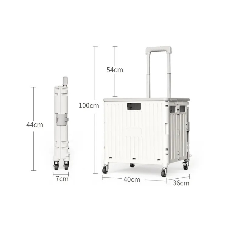 小帮手 买菜购物拉货可折叠便携轻便小推车 四轮万向轮 带盖板 65L 绿色/白色可选