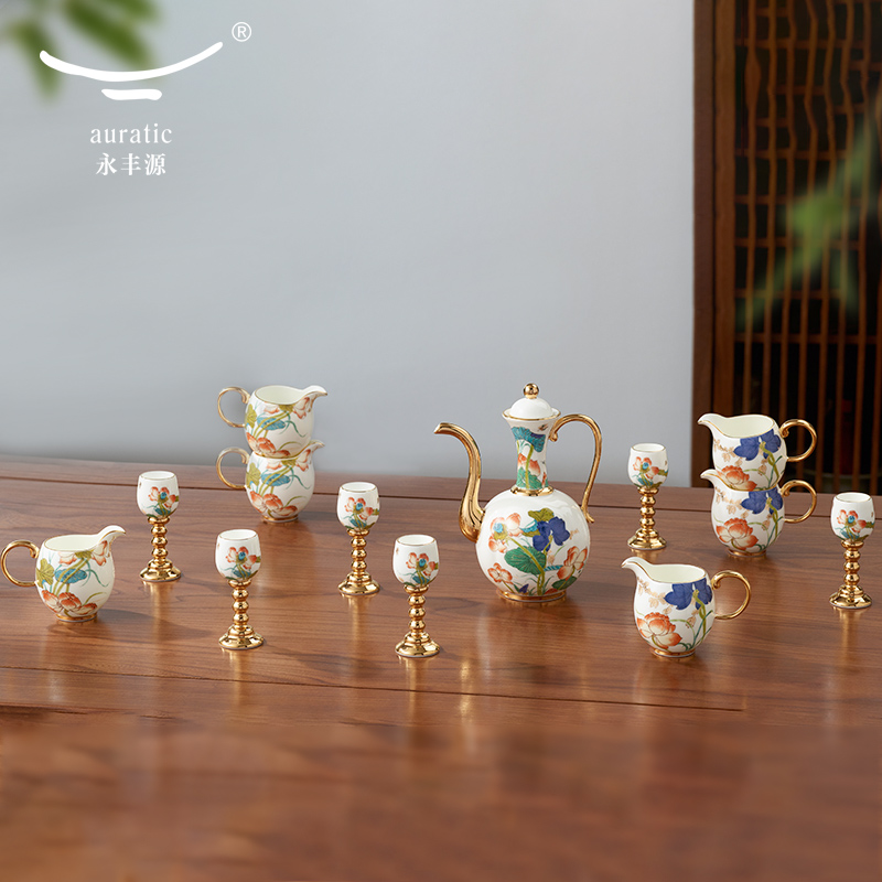 【中国直邮，时效10-15天】Auratic 国瓷永丰源幸福礼-幸福和鸣14头酒具