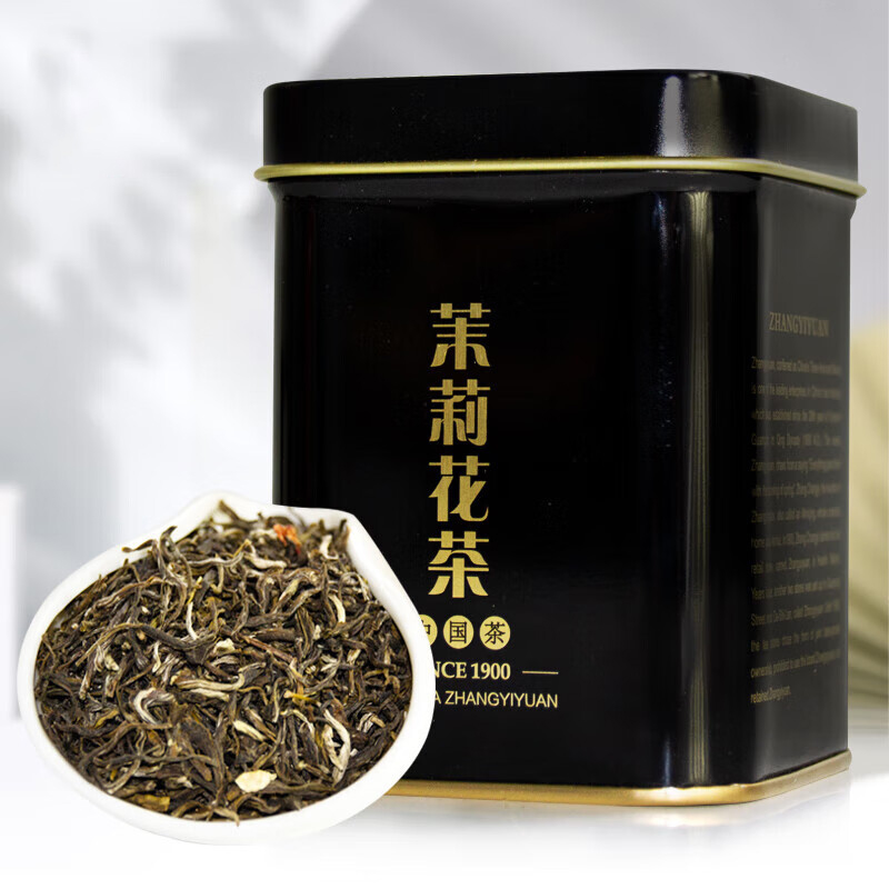 张一元 特级浓香茉莉花茶 黑罐茉莉花茶 茶香飘逸 茶香入骨 -2罐装 100g