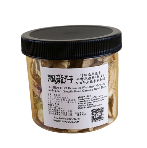 旭龙行 特级威斯康辛 半野花旗参(巨大)  5-6年生纯参头切片 4盎司 113克