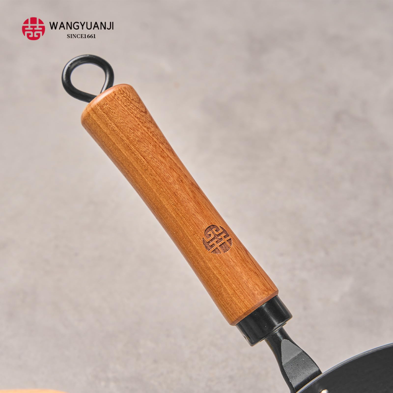 王源吉 家用冷锻炒锅铸铁锅 健康无涂层 圆形底部带玻璃盖28CM(11英寸)