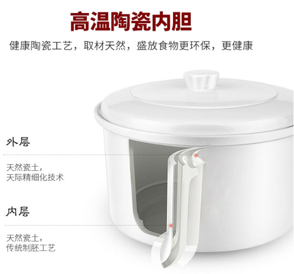 天际Tonze 家庭款隔水电炖盅3.2L DGD32-32BG 一锅四胆 隔水精炖 上置式面板 汤粥饭酸奶样样行