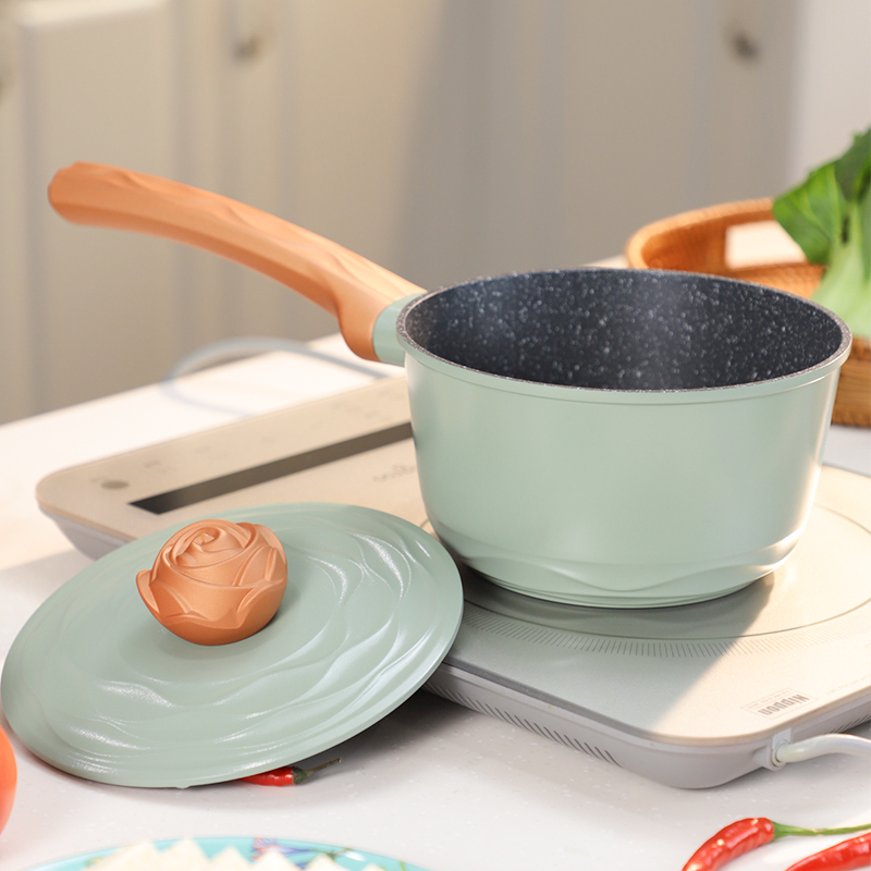 Amercook阿米尔 森林之花系列麦饭石不粘锅奶锅电磁炉燃气通用 18cm奶锅