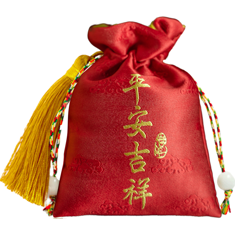 【中国直邮，时效7-15天】物藏堂 清风醒荷 端午节提神醒脑古风香包空袋车载中药艾叶薄荷防晕车 米白＋金黄+红色各一（含药芯）