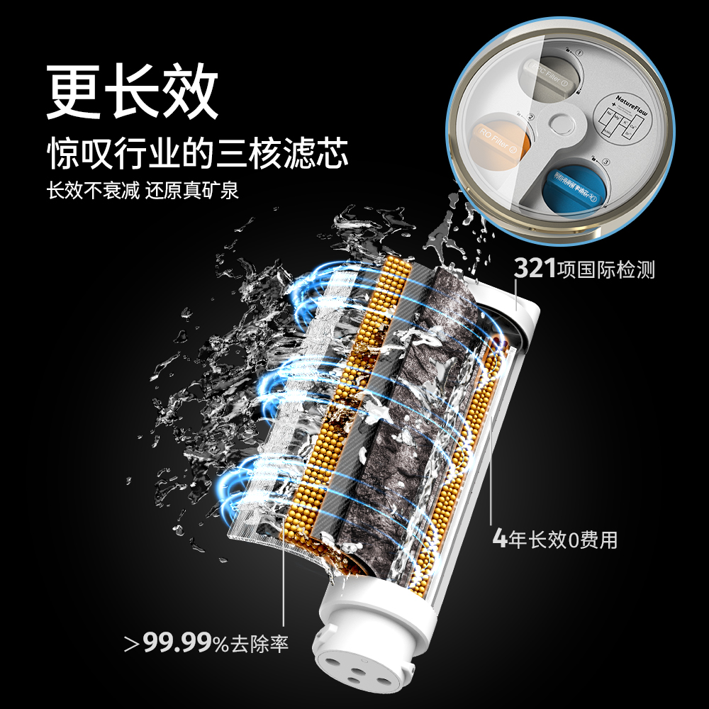 NatureFlow 家里泉矿泉机净水器 家用加热直饮一体机台上免安装即热饮水机RO反渗透 Y6
