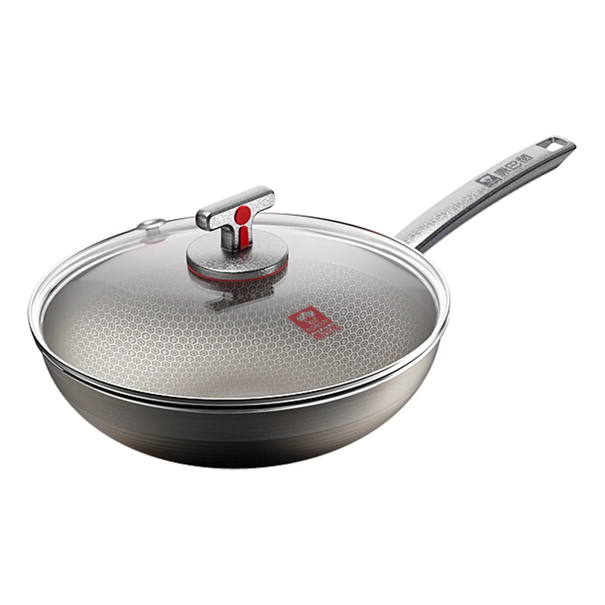 kobach's new titanium honeycomb uncoated pan, non stick pan, household stir fry titanium pan, induction cooker, gas stove, universal uncoated titanium honeycomb pan, 32cm
