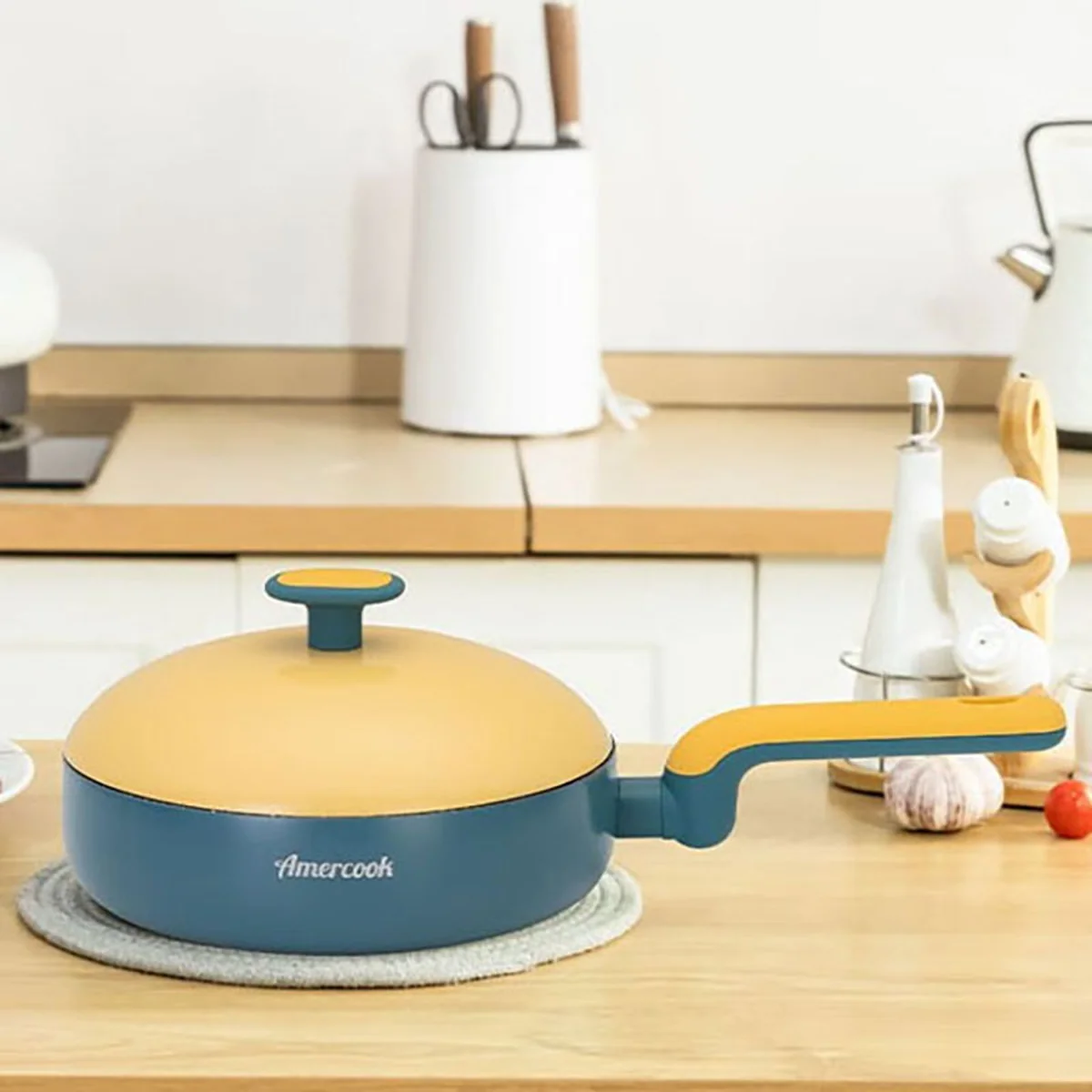 Amercook Sakura Powder Frying Pan Imported Maifan Stone Non-Stick Pan Induction Cooker Gas Stove For 24cm