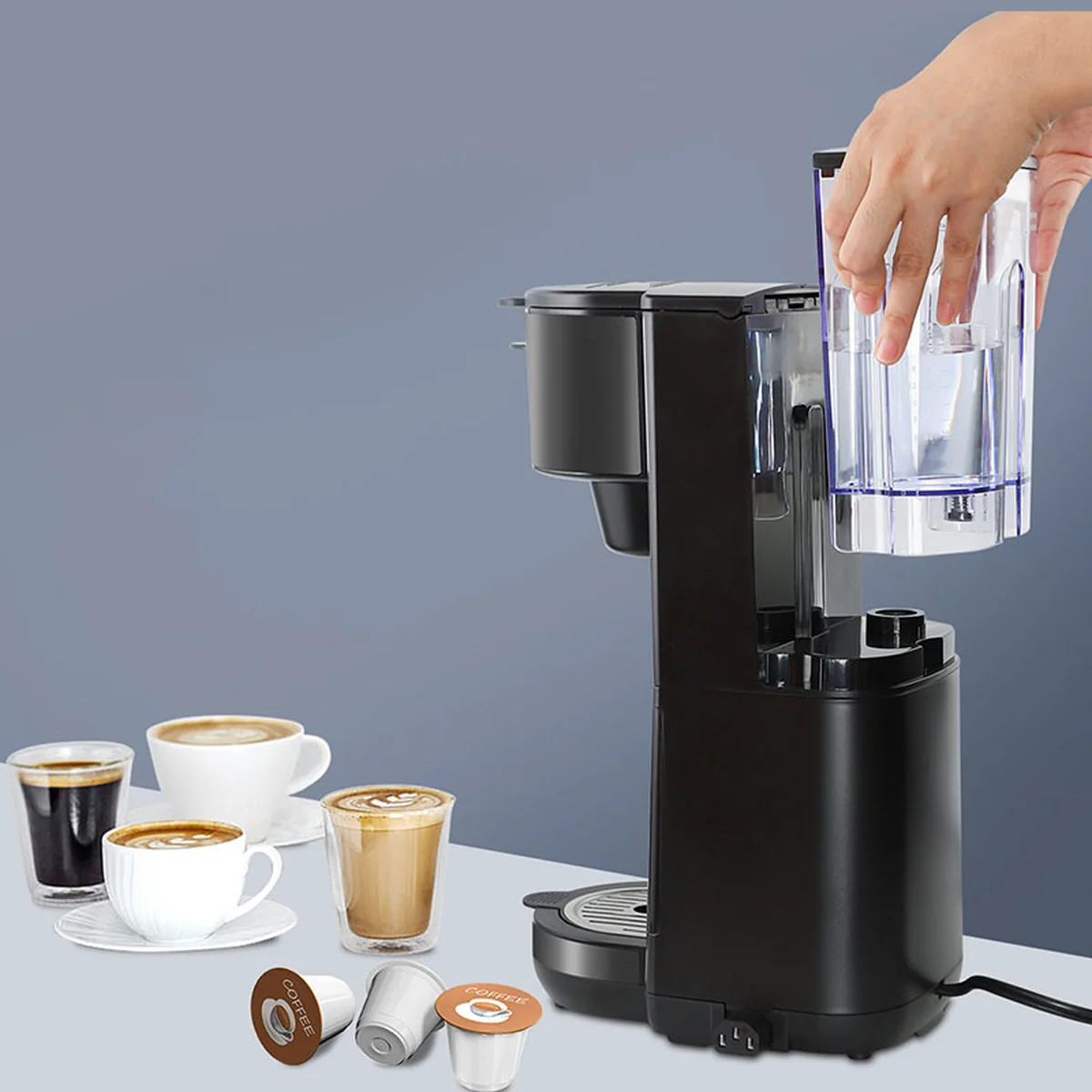 Sincreative Automatic Home Coffee Machine  KCM207 Automatic Milk Frothing K CUP/Coffee Powder Combo Three Colors Optional