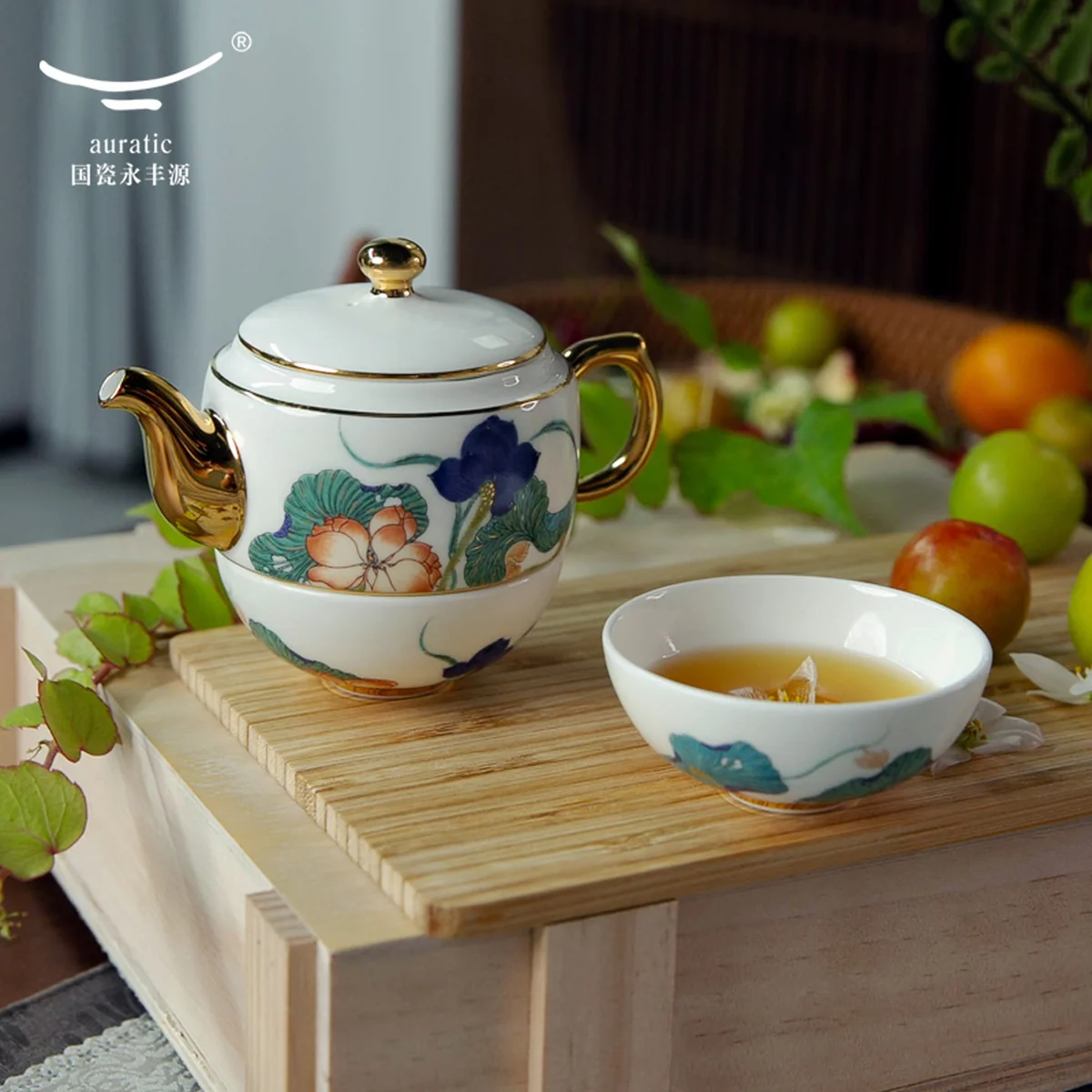[China Direct Shipping, 10-15 days] Auratic Guochen Yongfengyuan Happiness and Harmony 4 Heads Travelling Tea Set (100ml)